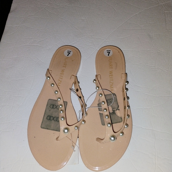 NWOT Stuart Weitzman Goldie Jelly Flip Flop – Poudre‎ | Size 7 ✨ - Picture 1 of 2